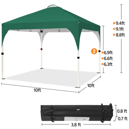 Yaheetech 10x10 Pop Up Canopy Tent with Vent, Easy Set Up Tent, Instant Sun Shelter Canopy with Wheeled Bag, 4 Sandbags, 12 Stakes & 4 Ropes, for Parties, Beach, Outdoor, White