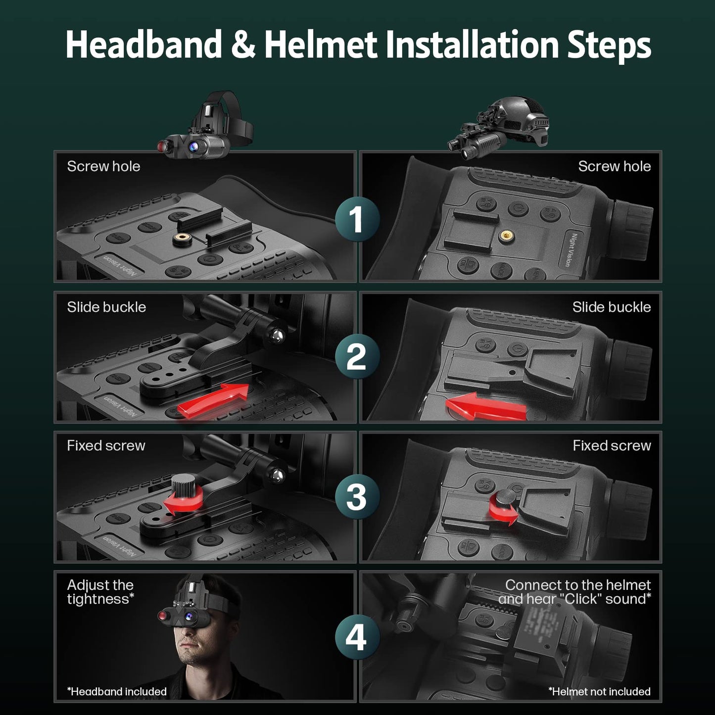 Head-Mounted Night Vision Goggles - Rechargeable Hands Free Night Vision Binoculars Goggles,1312FT Digital Infrared Viewing for Adults,Include 32GB SD Card,8X Digital Zoom