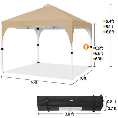 Yaheetech 10x10 Pop Up Canopy Tent with Vent, Easy Set Up Tent, Instant Sun Shelter Canopy with Wheeled Bag, 4 Sandbags, 12 Stakes & 4 Ropes, for Parties, Beach, Outdoor, White