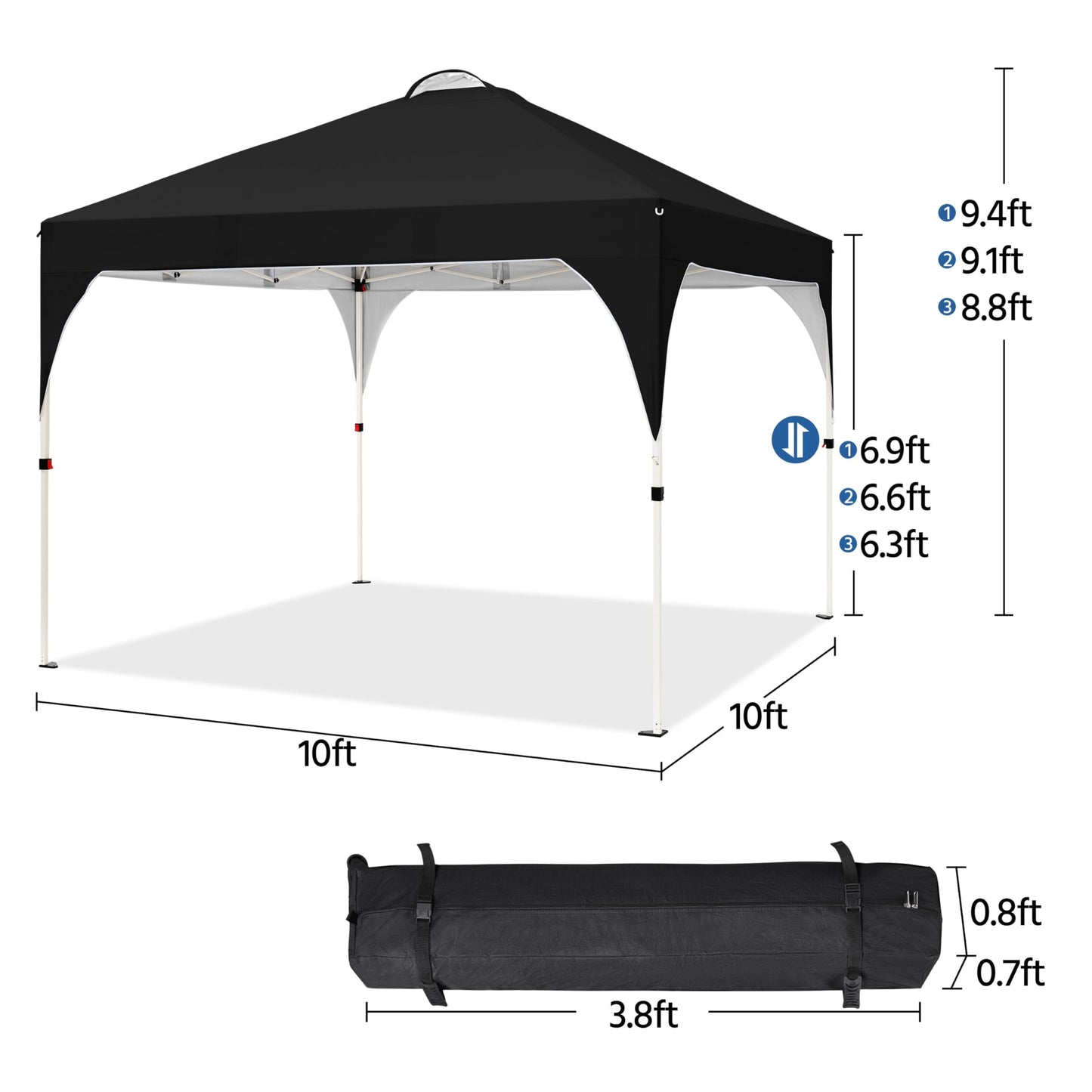 Yaheetech 10x10 Pop Up Canopy Tent with Vent, Easy Set Up Tent, Instant Sun Shelter Canopy with Wheeled Bag, 4 Sandbags, 12 Stakes & 4 Ropes, for Parties, Beach, Outdoor, White