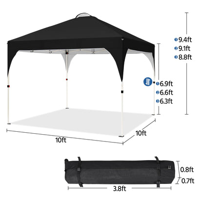 Yaheetech 10x10 Pop Up Canopy Tent with Vent, Easy Set Up Tent, Instant Sun Shelter Canopy with Wheeled Bag, 4 Sandbags, 12 Stakes & 4 Ropes, for Parties, Beach, Outdoor, White