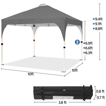 Yaheetech 10x10 Pop Up Canopy Tent with Vent, Easy Set Up Tent, Instant Sun Shelter Canopy with Wheeled Bag, 4 Sandbags, 12 Stakes & 4 Ropes, for Parties, Beach, Outdoor, White
