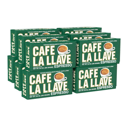 Cafe La Llave Dark Roast Ground Espresso Coffee, 8.8 oz Brick (Pack of 12) – Bold Cuban-Style Blend for Moka Pot, Espresso, or Drip – Strong, Rich Flavor