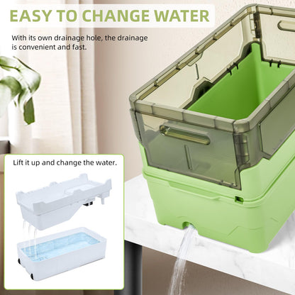 Turtle Tank kit with Filter+Water Pump+Heat lamp, Wheels, Easy to Move, Imitate The Natural Flows, Suitable for Small Turtle Horned Frog Hermit (XL, Blue)