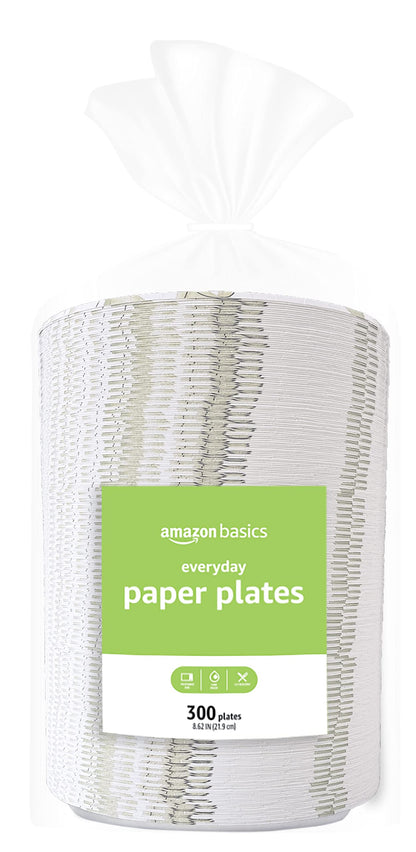Amazon Basics Everyday Paper Plates, 8.62 Inch, Disposable, 100 Count