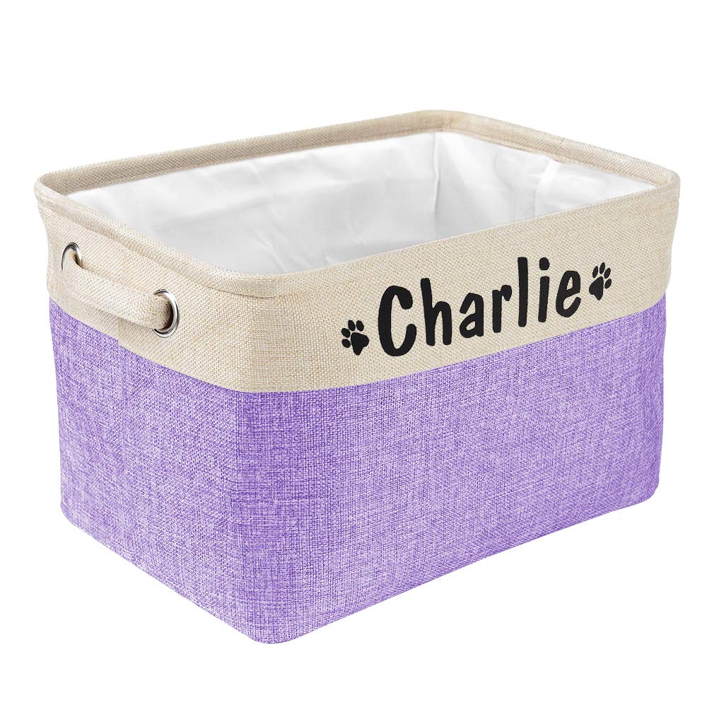 PET ARTIST Collapsible Dog Toy Storage Basket Bin with Personalized Pet's Name - Rectangular Box Chest Organizer for Clothing, Apparel & Accessories