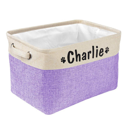 PET ARTIST Collapsible Dog Toy Storage Basket Bin with Personalized Pet's Name - Rectangular Box Chest Organizer for Clothing, Apparel & Accessories