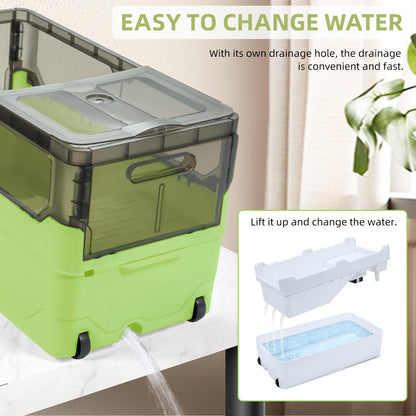 Turtle Tank kit with Filter+Water Pump+Heat lamp, Wheels, Easy to Move, Imitate The Natural Flows, Suitable for Small Turtle Horned Frog Hermit (XL, Blue)