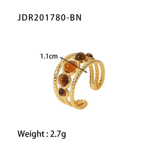 Popular Women's Green Malachite Tigereye Hollow Ring