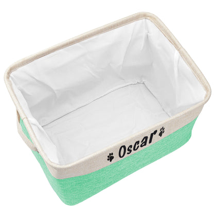 PET ARTIST Collapsible Dog Toy Storage Basket Bin with Personalized Pet's Name - Rectangular Box Chest Organizer for Clothing, Apparel & Accessories