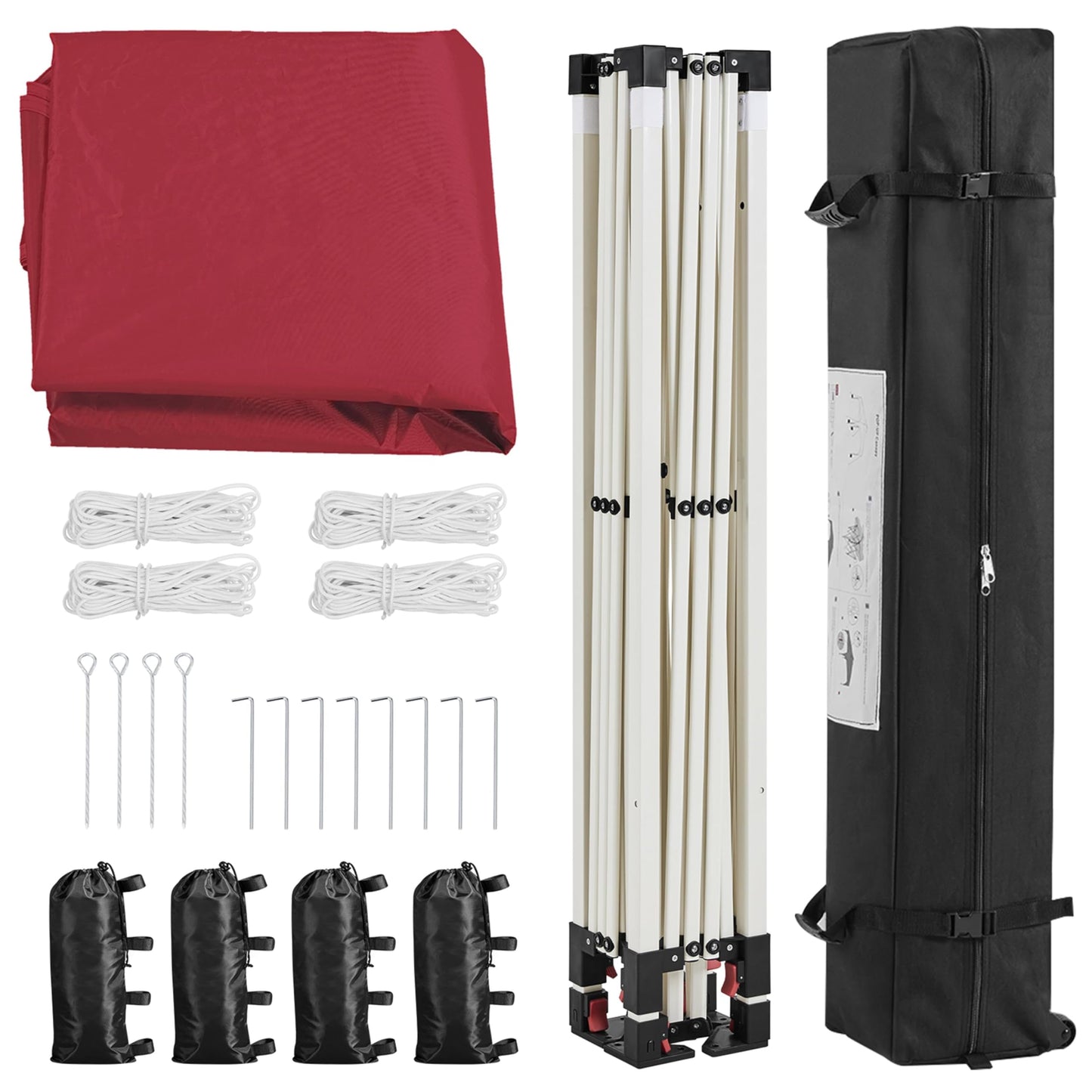 Yaheetech 10x10 Pop Up Canopy Tent with Vent, Easy Set Up Tent, Instant Sun Shelter Canopy with Wheeled Bag, 4 Sandbags, 12 Stakes & 4 Ropes, for Parties, Beach, Outdoor, White