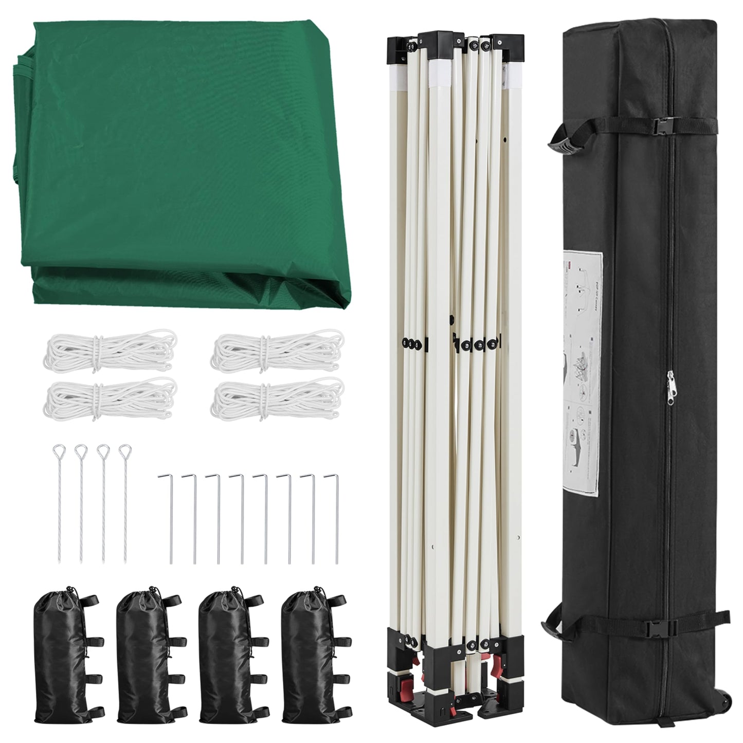 Yaheetech 10x10 Pop Up Canopy Tent with Vent, Easy Set Up Tent, Instant Sun Shelter Canopy with Wheeled Bag, 4 Sandbags, 12 Stakes & 4 Ropes, for Parties, Beach, Outdoor, White