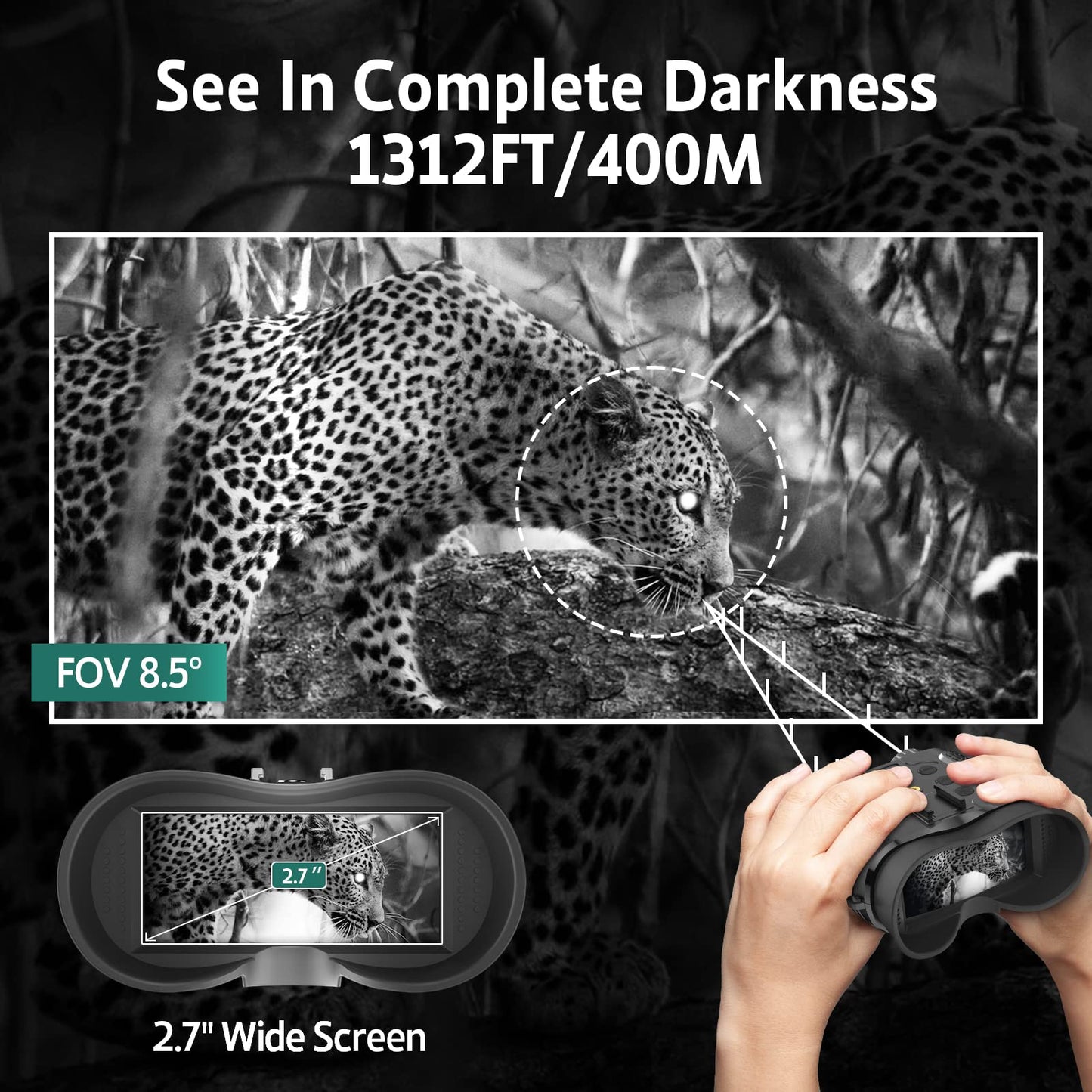 Head-Mounted Night Vision Goggles - Rechargeable Hands Free Night Vision Binoculars Goggles,1312FT Digital Infrared Viewing for Adults,Include 32GB SD Card,8X Digital Zoom