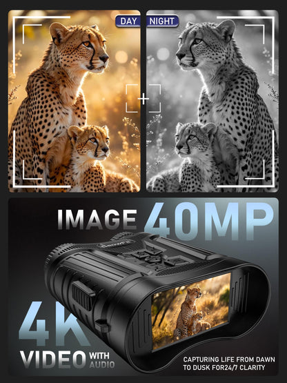 Complete Darkness Use —— Engineered for 100% blackout conditions, GeowFiiTech Night Vision Goggles feature 850nm IR illuminator + 7X adjustable IR levels. Spot animals at 300yds (984ft) through 24mm multi-coated lenses. Night owl mode activated