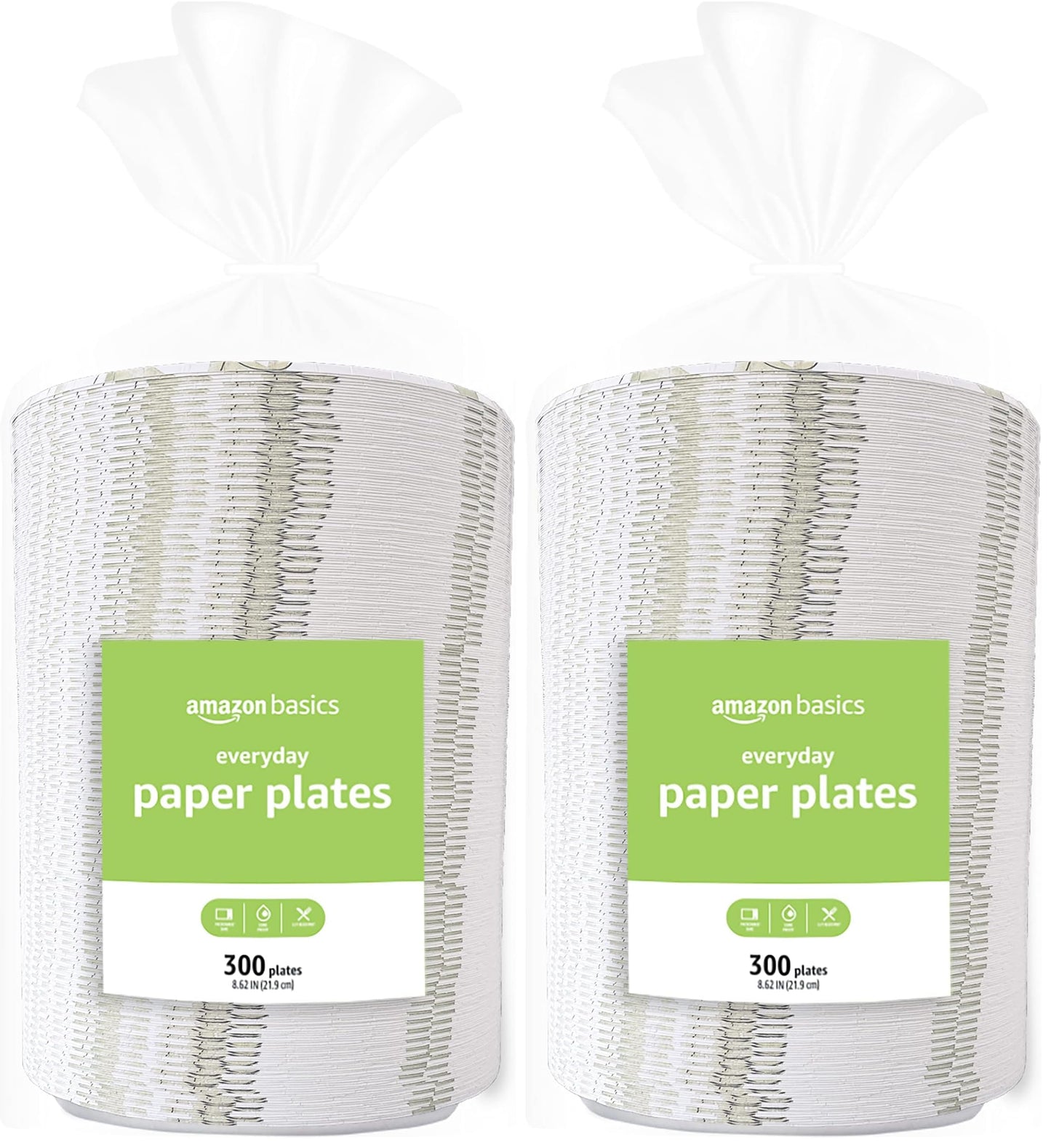 Amazon Basics Everyday Paper Plates, 8.62 Inch, Disposable, 100 Count