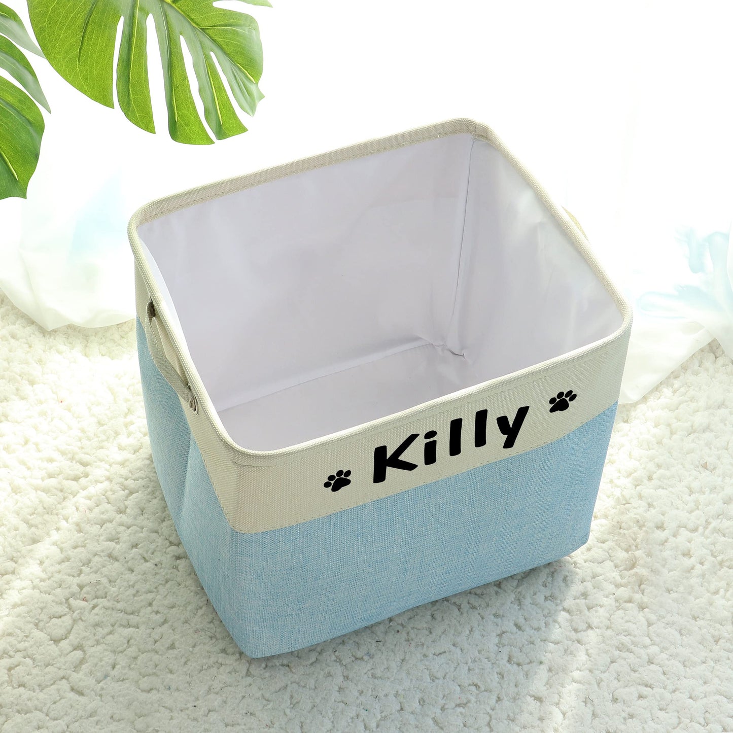 PET ARTIST Collapsible Dog Toy Storage Basket Bin with Personalized Pet's Name - Rectangular Box Chest Organizer for Clothing, Apparel & Accessories
