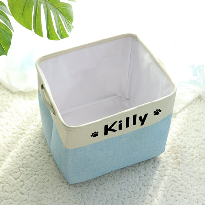 PET ARTIST Collapsible Dog Toy Storage Basket Bin with Personalized Pet's Name - Rectangular Box Chest Organizer for Clothing, Apparel & Accessories