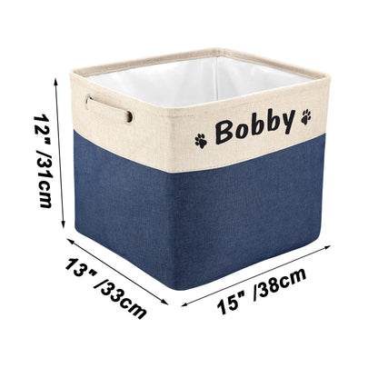 PET ARTIST Collapsible Dog Toy Storage Basket Bin with Personalized Pet's Name - Rectangular Box Chest Organizer for Clothing, Apparel & Accessories