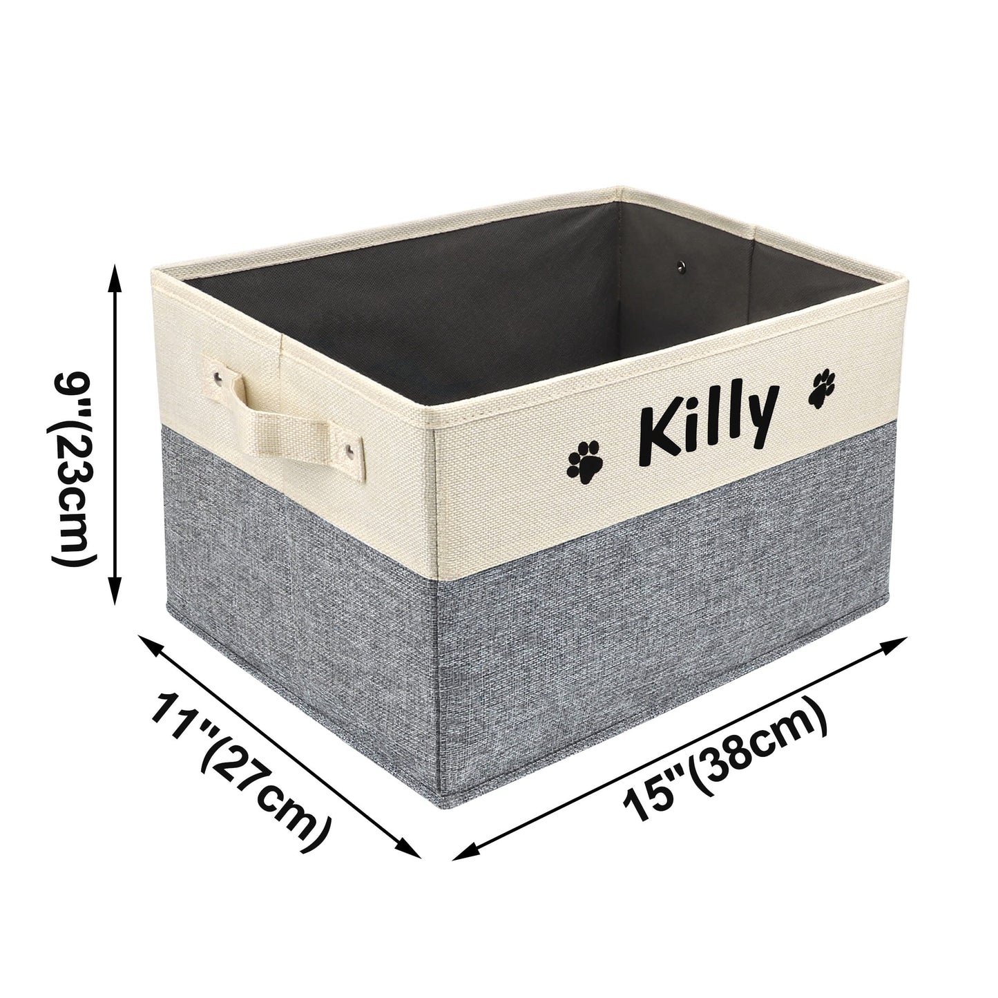 PET ARTIST Collapsible Dog Toy Storage Basket Bin with Personalized Pet's Name - Rectangular Box Chest Organizer for Clothing, Apparel & Accessories