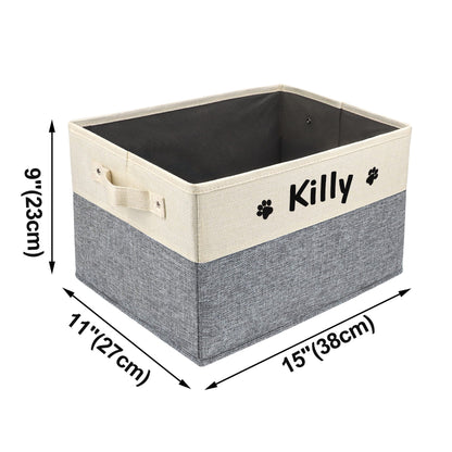 PET ARTIST Collapsible Dog Toy Storage Basket Bin with Personalized Pet's Name - Rectangular Box Chest Organizer for Clothing, Apparel & Accessories
