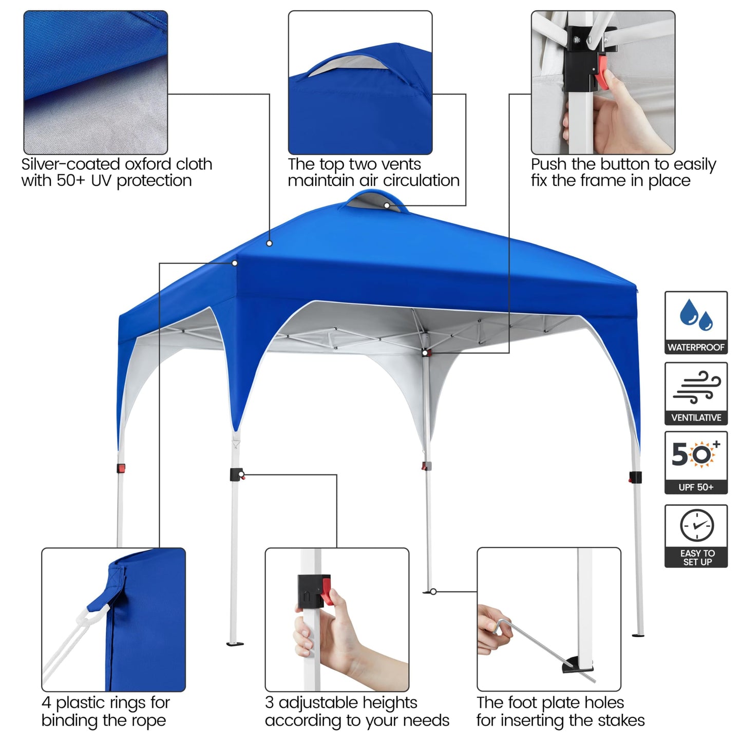 Yaheetech 10x10 Pop Up Canopy Tent with Vent, Easy Set Up Tent, Instant Sun Shelter Canopy with Wheeled Bag, 4 Sandbags, 12 Stakes & 4 Ropes, for Parties, Beach, Outdoor, White
