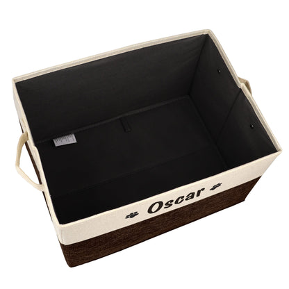 PET ARTIST Collapsible Dog Toy Storage Basket Bin with Personalized Pet's Name - Rectangular Box Chest Organizer for Clothing, Apparel & Accessories