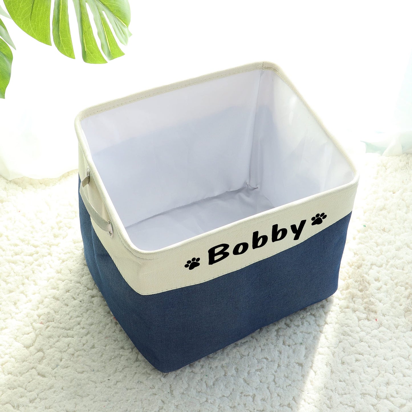 PET ARTIST Collapsible Dog Toy Storage Basket Bin with Personalized Pet's Name - Rectangular Box Chest Organizer for Clothing, Apparel & Accessories