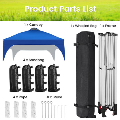 Yaheetech 10x10 Pop Up Canopy Tent with Vent, Easy Set Up Tent, Instant Sun Shelter Canopy with Wheeled Bag, 4 Sandbags, 12 Stakes & 4 Ropes, for Parties, Beach, Outdoor, White