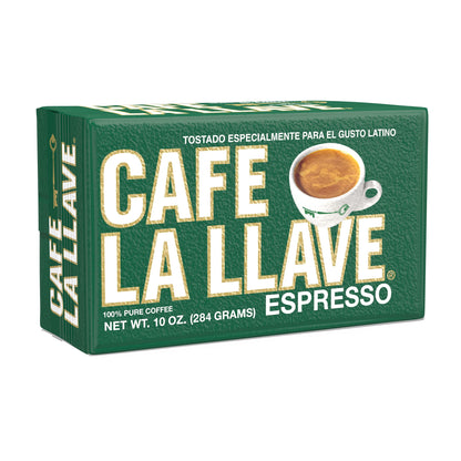 Cafe La Llave Dark Roast Ground Espresso Coffee, 8.8 oz Brick (Pack of 12) – Bold Cuban-Style Blend for Moka Pot, Espresso, or Drip – Strong, Rich Flavor