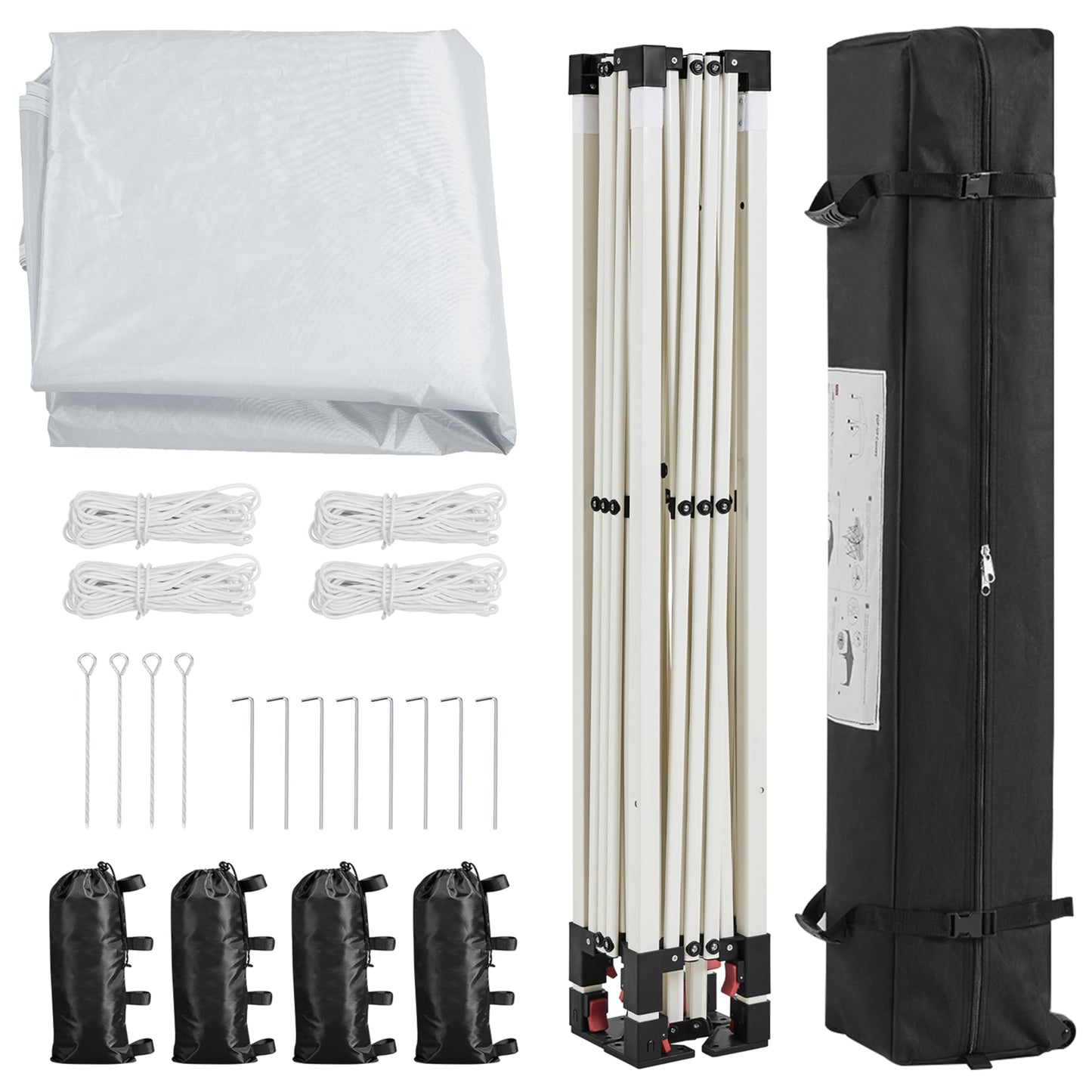 Yaheetech 10x10 Pop Up Canopy Tent with Vent, Easy Set Up Tent, Instant Sun Shelter Canopy with Wheeled Bag, 4 Sandbags, 12 Stakes & 4 Ropes, for Parties, Beach, Outdoor, White