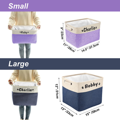 PET ARTIST Collapsible Dog Toy Storage Basket Bin with Personalized Pet's Name - Rectangular Box Chest Organizer for Clothing, Apparel & Accessories