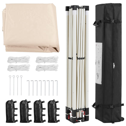 Yaheetech 10x10 Pop Up Canopy Tent with Vent, Easy Set Up Tent, Instant Sun Shelter Canopy with Wheeled Bag, 4 Sandbags, 12 Stakes & 4 Ropes, for Parties, Beach, Outdoor, White