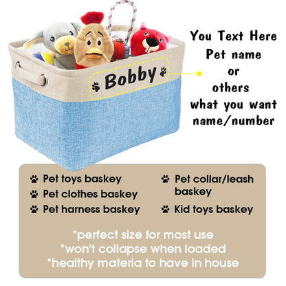 PET ARTIST Collapsible Dog Toy Storage Basket Bin with Personalized Pet's Name - Rectangular Box Chest Organizer for Clothing, Apparel & Accessories