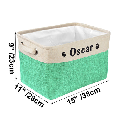 PET ARTIST Collapsible Dog Toy Storage Basket Bin with Personalized Pet's Name - Rectangular Box Chest Organizer for Clothing, Apparel & Accessories