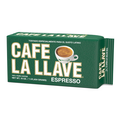 Cafe La Llave Dark Roast Ground Espresso Coffee, 8.8 oz Brick (Pack of 12) – Bold Cuban-Style Blend for Moka Pot, Espresso, or Drip – Strong, Rich Flavor