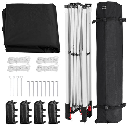 Yaheetech 10x10 Pop Up Canopy Tent with Vent, Easy Set Up Tent, Instant Sun Shelter Canopy with Wheeled Bag, 4 Sandbags, 12 Stakes & 4 Ropes, for Parties, Beach, Outdoor, White