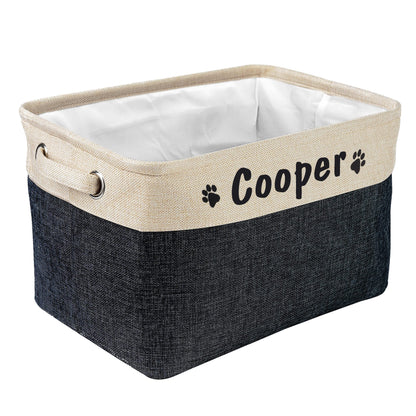 PET ARTIST Collapsible Dog Toy Storage Basket Bin with Personalized Pet's Name - Rectangular Box Chest Organizer for Clothing, Apparel & Accessories