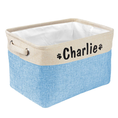 PET ARTIST Collapsible Dog Toy Storage Basket Bin with Personalized Pet's Name - Rectangular Box Chest Organizer for Clothing, Apparel & Accessories