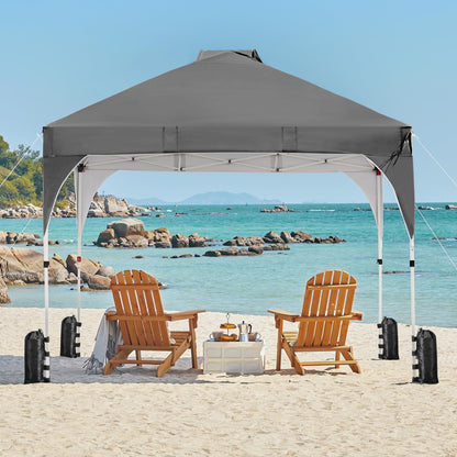 Yaheetech 10x10 Pop Up Canopy Tent with Vent, Easy Set Up Tent, Instant Sun Shelter Canopy with Wheeled Bag, 4 Sandbags, 12 Stakes & 4 Ropes, for Parties, Beach, Outdoor, White