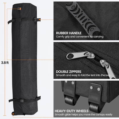 Yaheetech 10x10 Pop Up Canopy Tent with Vent, Easy Set Up Tent, Instant Sun Shelter Canopy with Wheeled Bag, 4 Sandbags, 12 Stakes & 4 Ropes, for Parties, Beach, Outdoor, White