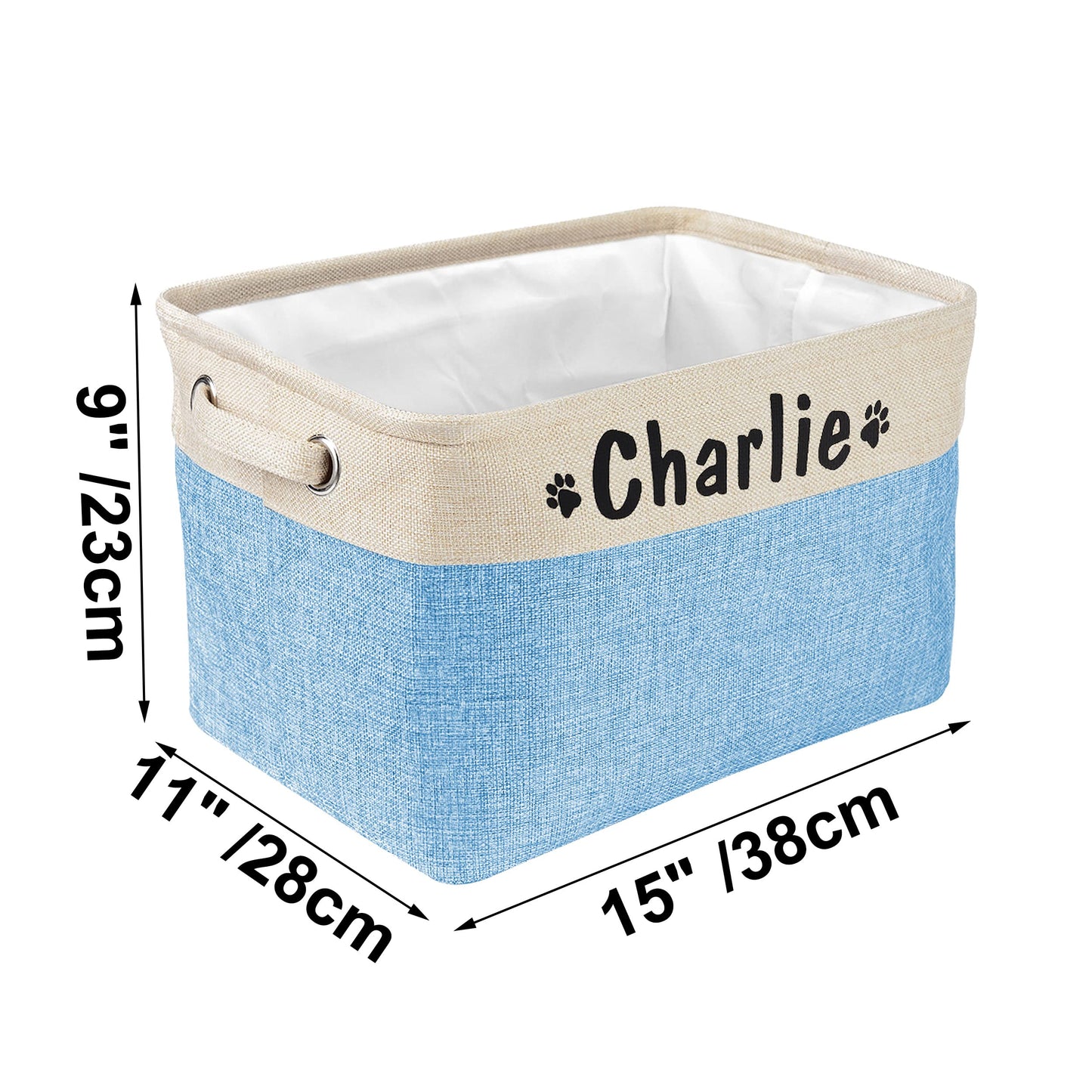 PET ARTIST Collapsible Dog Toy Storage Basket Bin with Personalized Pet's Name - Rectangular Box Chest Organizer for Clothing, Apparel & Accessories