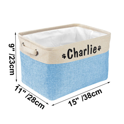 PET ARTIST Collapsible Dog Toy Storage Basket Bin with Personalized Pet's Name - Rectangular Box Chest Organizer for Clothing, Apparel & Accessories