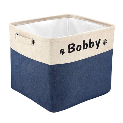 PET ARTIST Collapsible Dog Toy Storage Basket Bin with Personalized Pet's Name - Rectangular Box Chest Organizer for Clothing, Apparel & Accessories