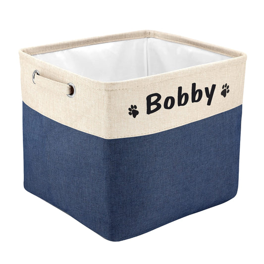 PET ARTIST Collapsible Dog Toy Storage Basket Bin with Personalized Pet's Name - Rectangular Box Chest Organizer for Clothing, Apparel & Accessories