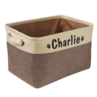 PET ARTIST Collapsible Dog Toy Storage Basket Bin with Personalized Pet's Name - Rectangular Box Chest Organizer for Clothing, Apparel & Accessories