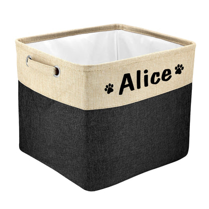 PET ARTIST Collapsible Dog Toy Storage Basket Bin with Personalized Pet's Name - Rectangular Box Chest Organizer for Clothing, Apparel & Accessories