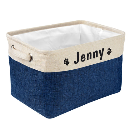 PET ARTIST Collapsible Dog Toy Storage Basket Bin with Personalized Pet's Name - Rectangular Box Chest Organizer for Clothing, Apparel & Accessories