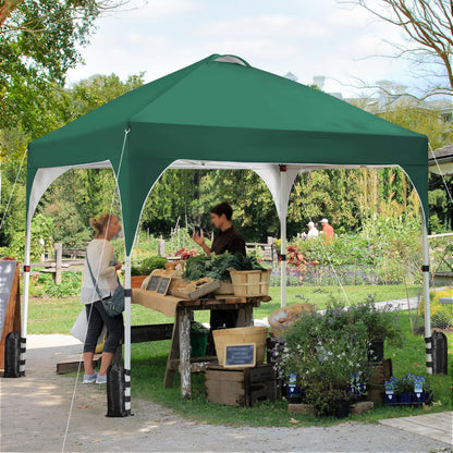 Yaheetech 10x10 Pop Up Canopy Tent with Vent, Easy Set Up Tent, Instant Sun Shelter Canopy with Wheeled Bag, 4 Sandbags, 12 Stakes & 4 Ropes, for Parties, Beach, Outdoor, White