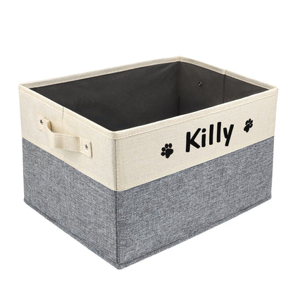 PET ARTIST Collapsible Dog Toy Storage Basket Bin with Personalized Pet's Name - Rectangular Box Chest Organizer for Clothing, Apparel & Accessories