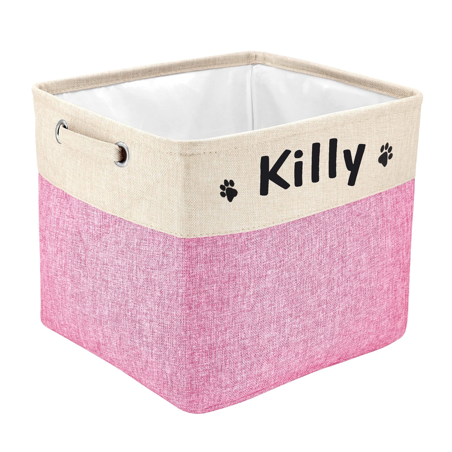 PET ARTIST Collapsible Dog Toy Storage Basket Bin with Personalized Pet's Name - Rectangular Box Chest Organizer for Clothing, Apparel & Accessories